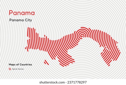 Panama, Panama City Caribbean sea. Creative vector map. America set. World Countries vector maps series. Spiral fingerprint series.