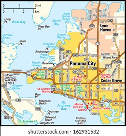 Panama City, Florida Area Map