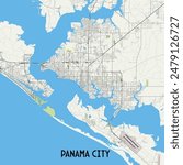 Panama City, Florida, USA map poster art