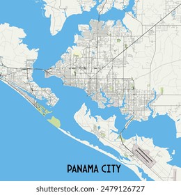 Panama City, Florida, Estados Unidos mapa poster art