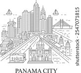 Panama City Line Draw Free Vector