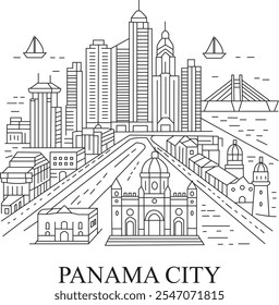 Vector libre del sorteo de la línea de la ciudad de Panamá