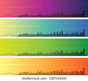Panama City Multiple Color Gradient Skyline Banner
