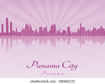 Panama City skyline in purple radiant orchid in editable vector file