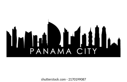 Panama City skyline silhouette. Black Panama City city design isolated on white background. 