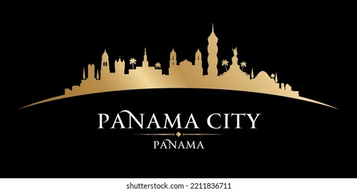 Panama city skyline silhouette. Vector illustratio