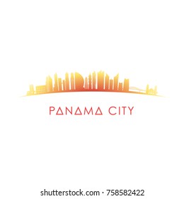 Panama City skyline silhouette. Vector design colorful illustration.