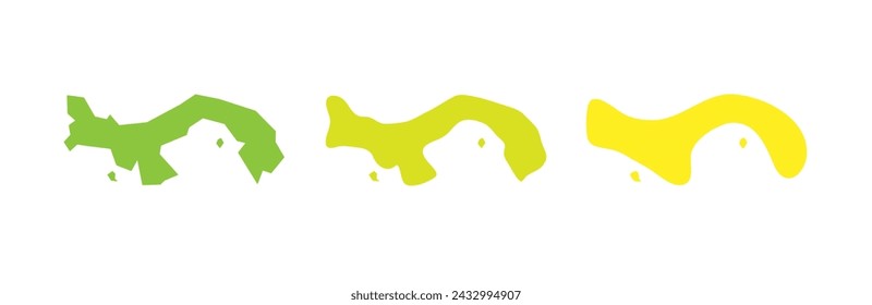 Panama country black outline and colored country silhouettes in three different levels of smoothness. Simplified maps. Vector icons isolated on white background.