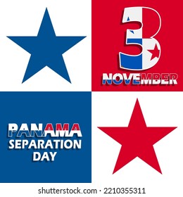 Panama country flag bold text with star to commemorate Separation Day on November 3 in Panama