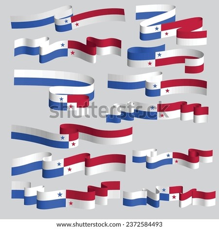 panama country flag ribbon vector set