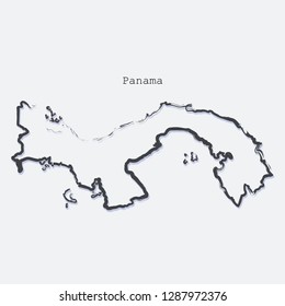 Panama country map line shape. Brush style. Vector illustration