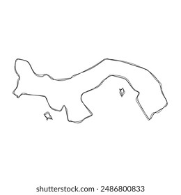 Panama country simplified map.Thin triple pencil sketch outline isolated on white background. Simple vector icon