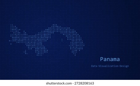 Panamá Mapa digital formado con unos y ceros para el diseño de visualización de datos