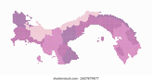 Panama dotted map. Digital style map of the country on white background. Panama shape with square dots. Colored dots style. Small size squares. Awesome vector illustration.