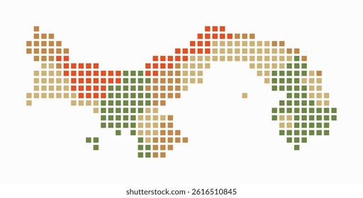 Panama dotted map. Digital style map of the country on white background. Panama shape with square dots. Colored dots style. Large size squares. Stylish vector illustration.