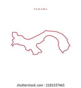 Panama editable outline map. Panamanian red border. Country name. Adjust line weight. Change to any color. Vector illustration.