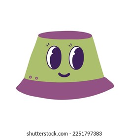 Panama with eyes and mouth in kidcore, 90s, 00s style. Vector illustration