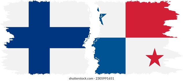 Panama and Finland grunge flags connection, vector