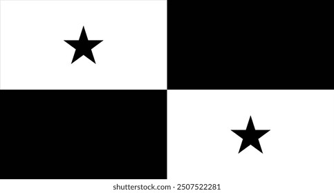 Panama Flag black and white vector design , National Flag of Panama monochromatic design