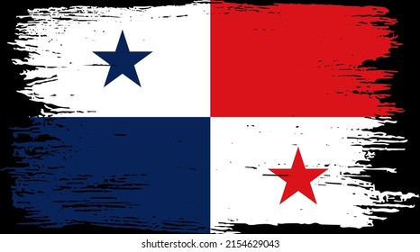 Panama flag with brush paint textured isolated  on png or transparent background.Symbol of  Panama. vector illustration