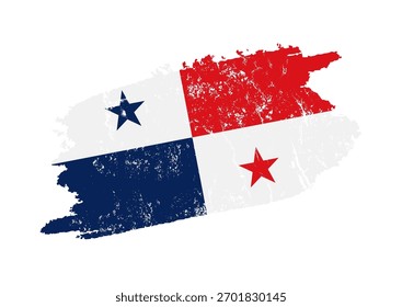 Pincelada de bandeira do Panamá pincelada angustiada ilustração de vetor grunge	