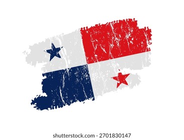 Ilustración vectorial grunge angustiada del trazo de la bandera de Panamá	