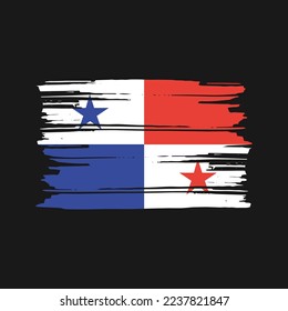 Panama Flag Brush Vector Illustration