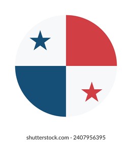 Bandera de Panamá. Icono de indicador de botón. Color estándar. Indicador de icono de círculo. Ilustración del equipo. Ilustración digital. Ilustración vectorial.