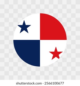 Panama flag - circle vector flag isolated on checkerboard transparent background