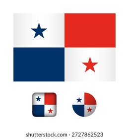 Kollektion flacher Symbole mit Panamaflagge