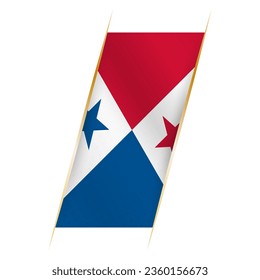 Panama flag in the form of a banner with waving effect and shadow. Modern vector design.