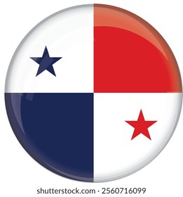 Panama flag with glossy rounded button for football team and national emblem