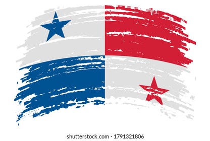 Panama flag in grunge brush stroke, vector image