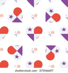 Panama flag heart seamless pattern. Patriotic Panama flag background. Country flag in the shape of heart. Vector seamless pattern.