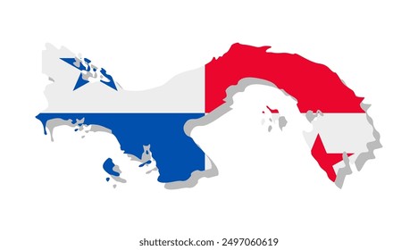 Panama - Flag inscribed in the contour of the country. Vector illustration.