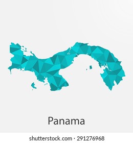 Panama flag map in geometric, mosaic polygonal style.Abstract tessellation,background. Vector illustration EPS10