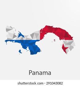 Panama flag map in geometric,mosaic polygonal style.Abstract tessellation,background. Vector illustration EPS10