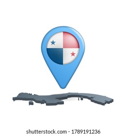 Panama flag map pin on white