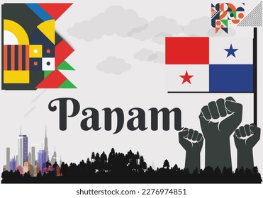 Panama Flag and National or Independence day design for Panama flag. Modern retro red green star  traditional abstract icons. Vector illustration.