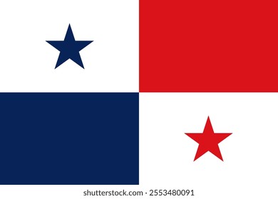 Panama flag in official colors, dimensions and aspect ratio. Vector flag symbolizing national pride, identity, heritage, patriotism and authority