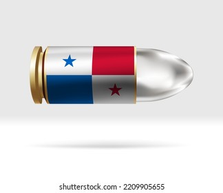 Panama flag on bullet. A bullet danger moving through the air. Flag template. Easy editing and vector in groups. National flag vector illustration on background.