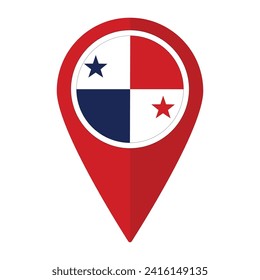 Panama flag on map pinpoint icon isolated. Flag of Panama