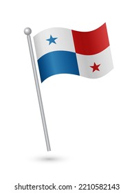 Panama flag on pole waving in the wind vector illustration