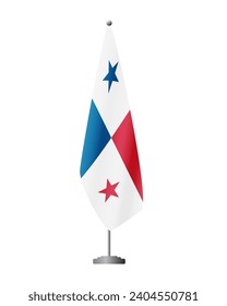 Panama flag on flag stand for official meetings, transparent background, vector