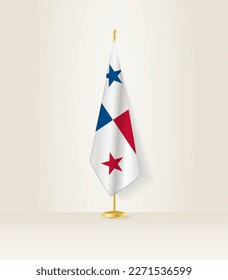 Panama flag on a flag stand. Vector illustration.