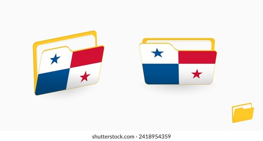 Panama flag on two type of folder icon. Vector illustration.