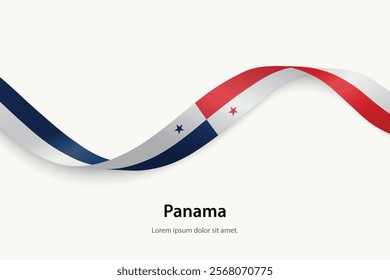 Panama flag on Waving ribbon. Template for independence day