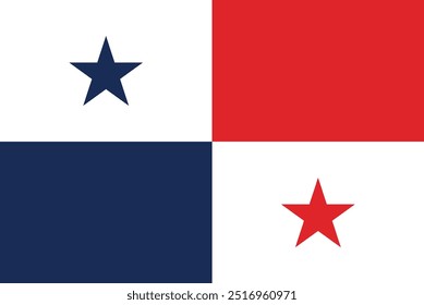 Bandera de Panamá. Bandera panameña. Día de Panamá. Ilustración vectorial