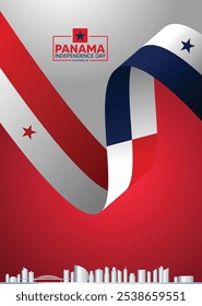 Panama flag ribbon Independence Day 28 November vector poster