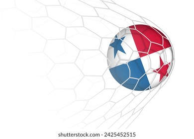 Panama flag soccer ball in net. Vector sport illustration.